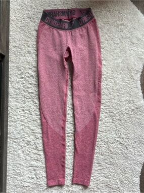 Gymshark Flex Seamless High Waisted Leggings Pink Marl Contrast Waistband (S)
